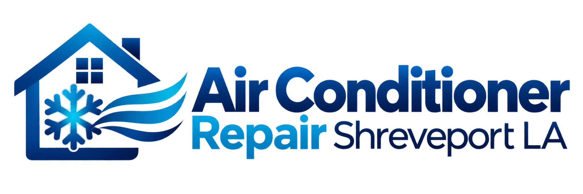 Air Conditioner Repair Shreveport LA logo with a house, snowflake and airflow mark